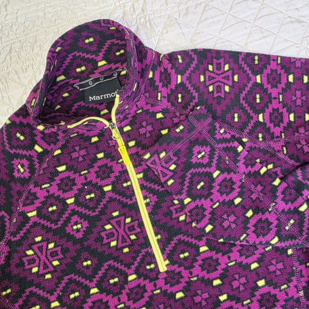 Marmot Rocklin 1/2 Zip‎ Pullover Womens Small Purple Fleece Aztec Pattern
